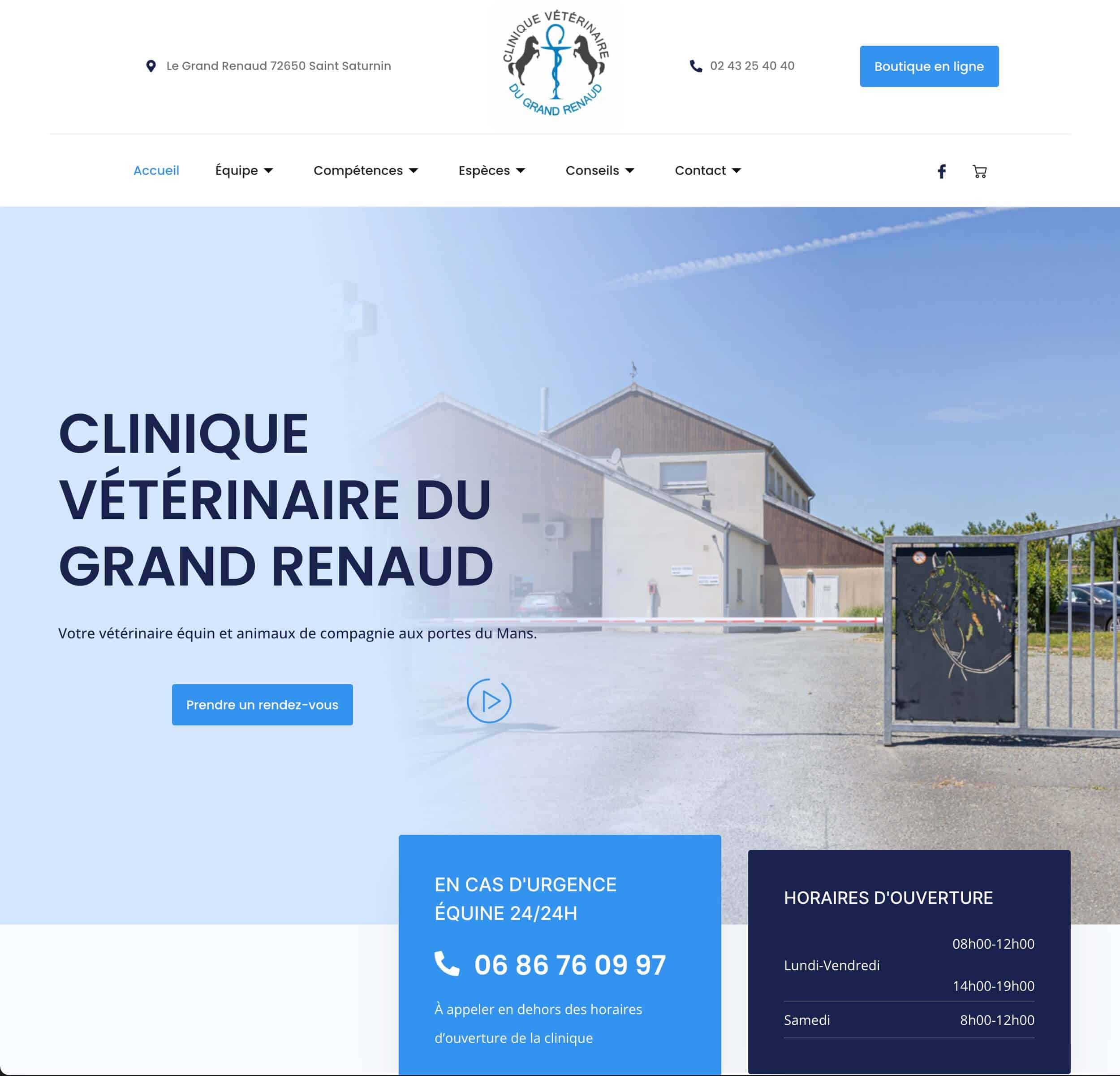 création site internet vétérinaire - page présentation clinique vétérinaire du grand renaud